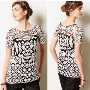 Everleigh Black and White Sheer Blouse